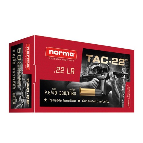 NORMA AMMO TAC-22 22LR 40gr Lead Round Nose Ammunition | 50 Rounds for sale at KYGUNCO.