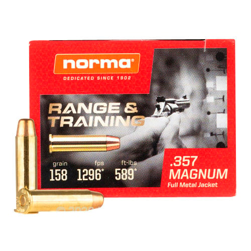 NORMA AMMO 357 Magnum Range 158Gr FMJ - 50rd for sale at KYGUNCO.