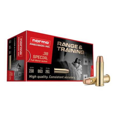 NORMA AMMO Range & Training 38 Special 158gr Full Metal Jacket Ammunition | 50 Rounds for sale at KYGUNCO.
