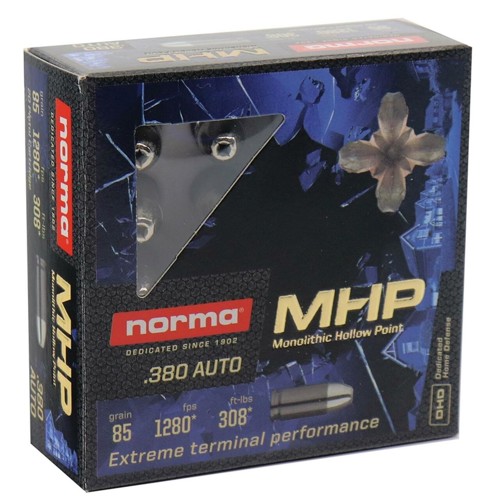 NORMA AMMO 380 Auto MHP 85Gr Monolithic Hollow Point - 20rd for sale at KYGUNCO.