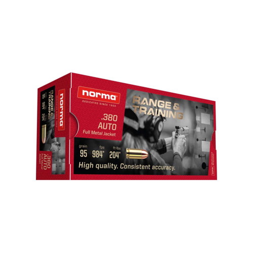 NORMA AMMO 380 Auto Range 95Gr FMJ Brass - 50rd for sale at KYGUNCO.