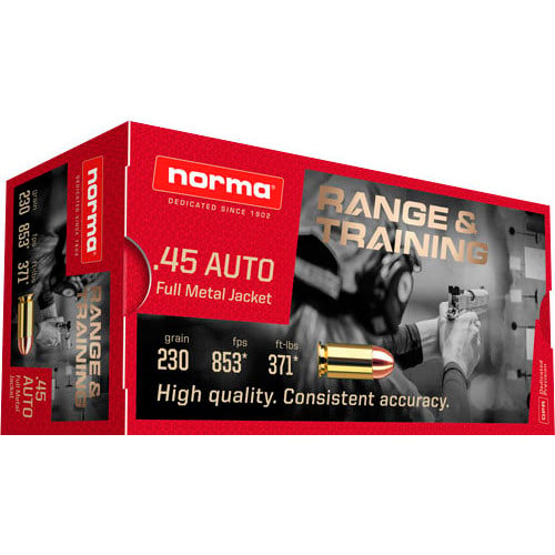 NORMA AMMO 45 Auto Range/Trng FMJ 230Gr 50rd for sale at KYGUNCO.