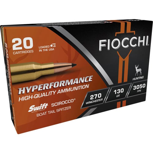 FIOCCHI Hyperformance 270 Win 130 gr Swift Scirocco II Bonded Ammunition | 20 Rounds for sale at KYGUNCO.