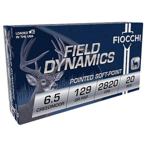 FIOCCHI Field Dynamics 6.5 Creedmoor 129 gr Pointed Soft Point Ammunition | 20 Rounds for sale at KYGUNCO.