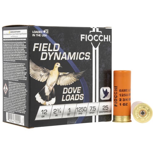 FIOCCHI Field Dynamics Dove & Quail 12 Gauge 2.75" 1oz #7.5 Shotgun Ammunition | 25 Rounds for sale at KYGUNCO.