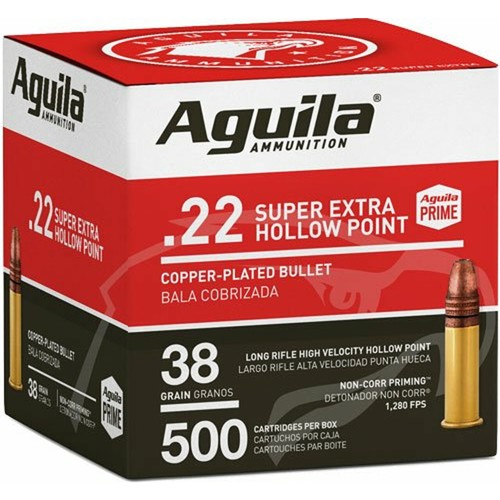 AGUILA AMMO 22LR 38gr Super Extra Hollow Point Ammunition | 500 Rounds for sale at KYGUNCO.