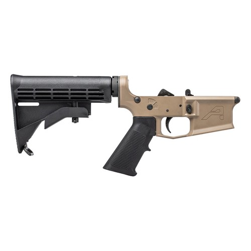 AERO PRECISION M4E1 Multi Caliber Complete AR15 Lower Receiver w/ A2 Grip & M4 Stock - FDE for sale at KYGUNCO.