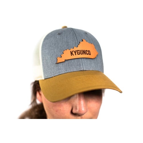 KYGUNCO Kentucky State Leather Patch - Mustard / Heather for sale at KYGUNCO.