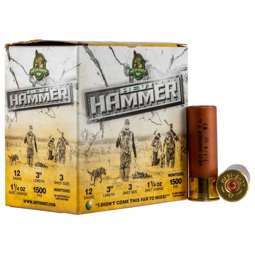 HEVI-SHOT Hevi-Hammer Waterfowl 12 Gauge 3" 1-1/4oz #3 Steel, Bismuth Shotgun Ammunition | 25 Rounds for sale at KYGUNCO.