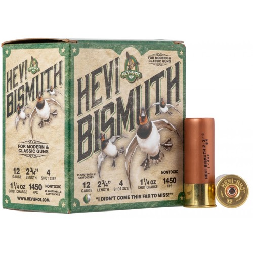 HEVI-SHOT 12Ga Hevi Bismuth 2.75" 1-1/4oz #4 25rd for sale at KYGUNCO.