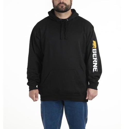 BERNE WORKWEAR Signature Sleeve Hooded Pullover Fleece Black for sale at KYGUNCO.