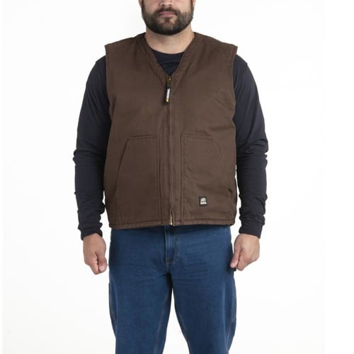 BERNE WORKWEAR Hi-Country Washed V-Neck Vest Bark Plus Sizes for sale at KYGUNCO.