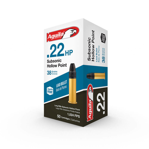 AGUILA AMMO 22 LR 38Gr Subsonic HP 50rd for sale at KYGUNCO.