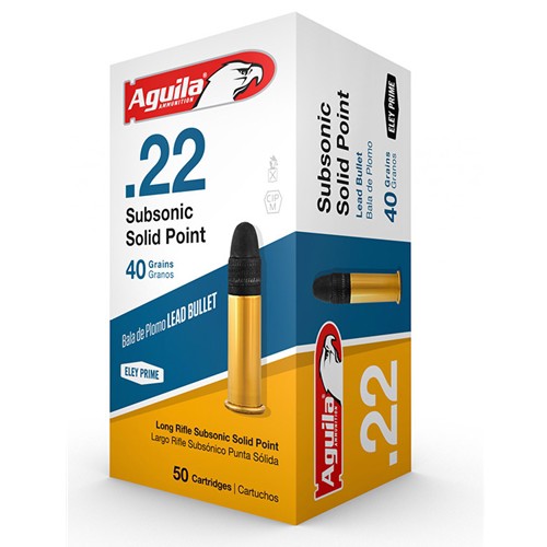 AGUILA AMMO 22LR 40gr Super Extra Subsonic Solid Point Ammunition | 50 Rounds for sale at KYGUNCO.
