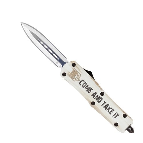 COBRATEC Medium FS-3 "Come And Take It" AUTO OTF Knife 3" Double-Edge Dagger w/ Aluminum Handles for sale at KYGUNCO.