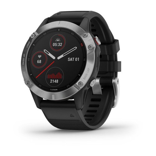 GARMIN fenix 6 GPS Watch Silver w/Black Band for sale at KYGUNCO.