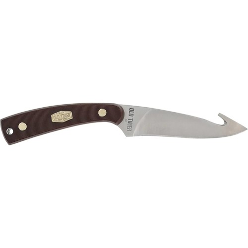 OLD TIMER Skinner Fixed 3.7" Blade with Gut Hook | Brown Sawcut Delrin Handles for sale at KYGUNCO.
