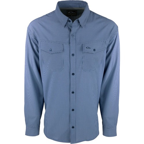 DRAKE Traveler's Check L/S Shirt Navy Plus for sale at KYGUNCO.