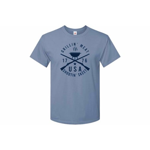 KYGUNCO Grillin' Meat Shootin' Skeet T-Shirt - Blue for sale at KYGUNCO.