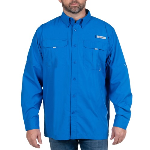 HABIT Fourche Mountain River Shirt LS Marlin Blue for sale at KYGUNCO.