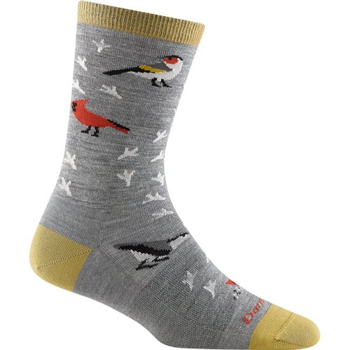 DARN TOUGH Women's Twitterpated Lightweigh Crew Sock - Grey / Mustard for sale at KYGUNCO.