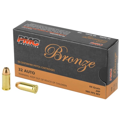 PMC Bronze 32ACP 60gr Jacketed Hollow Point Ammunition | 50 Rounds for sale at KYGUNCO.