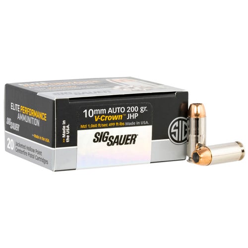 SIG SAUER V-Crown 10mm Auto 200gr Jacketed Hollow Point Ammunition | 20 Rounds for sale at KYGUNCO.