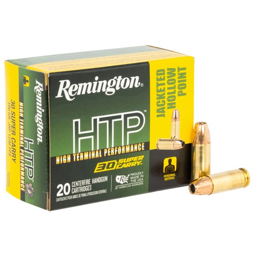 REMINGTON HTP 30 Super Carry 100gr Jacketed Hollow Point Ammunition | 20 Rounds for sale at KYGUNCO.