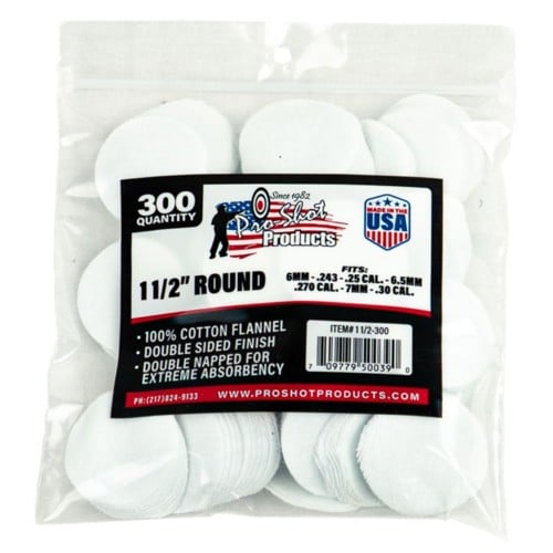 PRO-SHOT 6mm-.30 Cal 1.5" RD. 300ct Patches for sale at KYGUNCO.