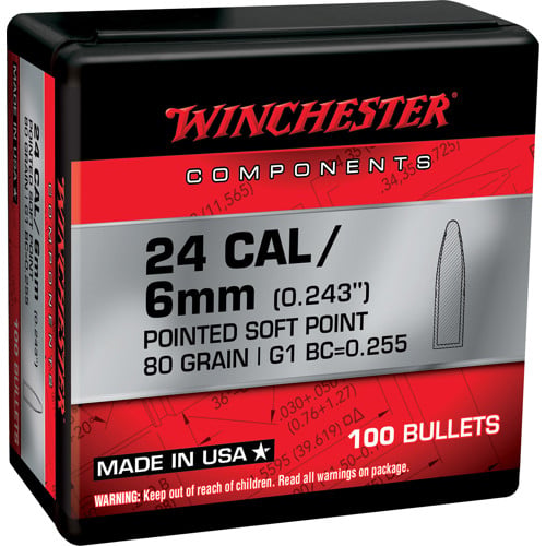 WINCHESTER AMMO Reloading Bullets PSP 243 Win 80 Grain 100rd for sale at KYGUNCO.