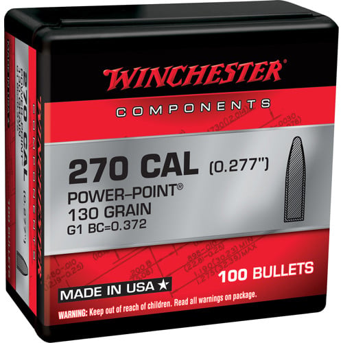 WINCHESTER AMMO Reloading Bullets PP 270 Win 130 Grain 100rd for sale at KYGUNCO.