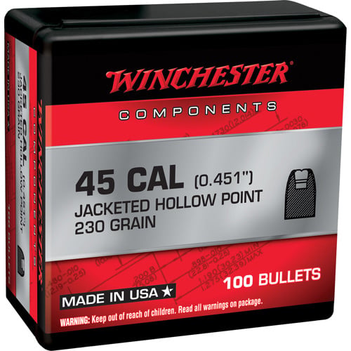 WINCHESTER AMMO Reloading Bullets JHP 45 Auto 230 Grain 100rd for sale at KYGUNCO.