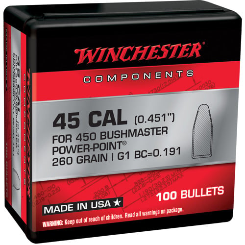 WINCHESTER AMMO 450 Bushmaster 260 PP 100rd for sale at KYGUNCO.