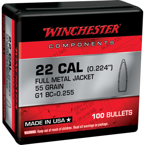 WINCHESTER AMMO Reloading Bullets FMJ 5.56mm  55 Grain 100rd for sale at KYGUNCO.