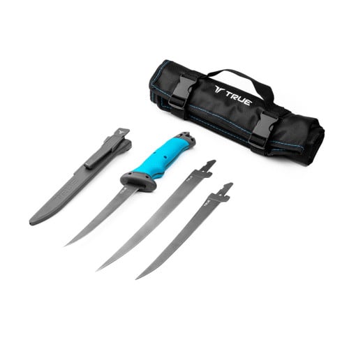 TRUE UTILITY Swift Edge Fish Fillet Knife Kit (3 Blades w/ TPR Handle, Sheath, & Storage Wrap) for sale at KYGUNCO.