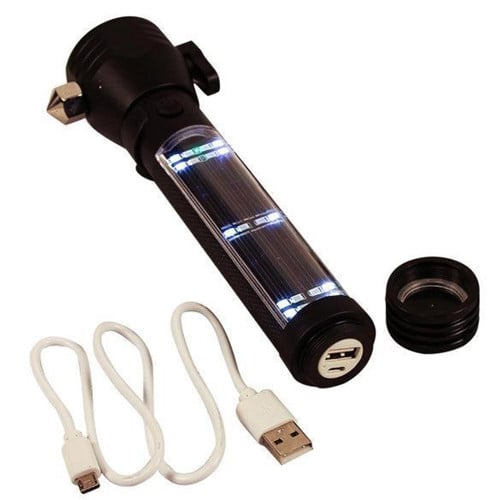 READY HOUR 9-in-1 Multi-Functional LED Solar Rechargeable Flashlight for sale at KYGUNCO.