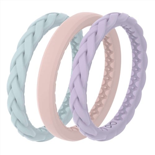 GROOVE LIFE Thin Stackable Silicone Rings - Pastel Sky 3 Set for sale at KYGUNCO.