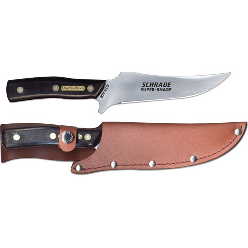 OLD TIMER Deerslayer Fixed 6" Clip Point Blade Knife - Polymer AHandle w/ Leather Sheath for sale at KYGUNCO.