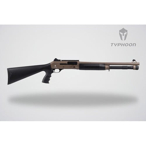 TYPHOON DEFENSE Quake MPX 12 Gauge 3" 18.5" 5rd Semi-Auto Shotgun - FDE / Black for sale at KYGUNCO.