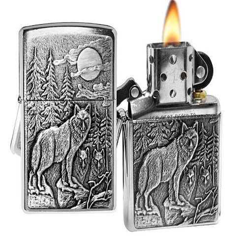 ZIPPO Windproof Lighter - Timberwolves / Brushed Chrome for sale at KYGUNCO.
