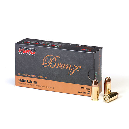 PMC Bronze 9MM 115gr Jacketed Hollow Point Brass Ammunition | 50 Rounds for sale at KYGUNCO.