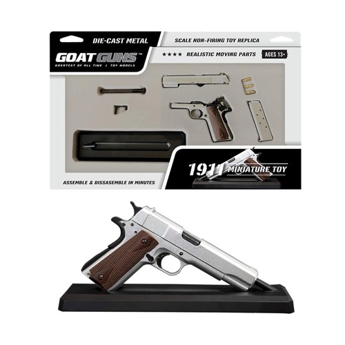 GOAT GUNS Mini 1911 Model w/ Display Stand (Cycles Dummy Rounds) - Silver for sale at KYGUNCO.