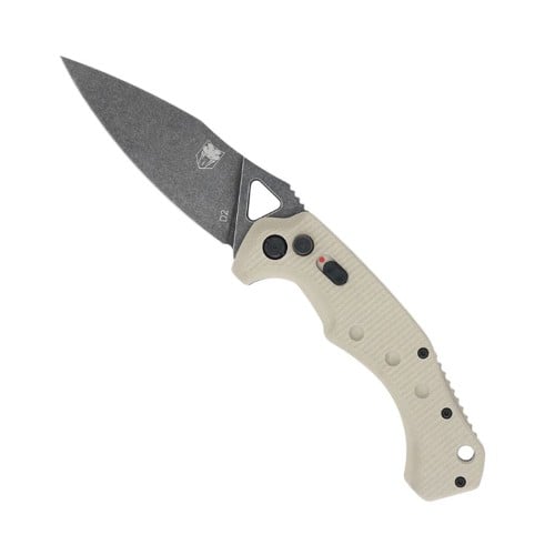 COBRATEC Ryker Auto Folding Knife 3.75" Plain Blade - Tan G10 Grip for sale at KYGUNCO.