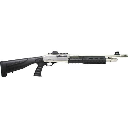IVER JOHNSON PAS12 12 Gauge 3" 18" 5rd Pump Shotgun w/ QD Buttstock & Pistol Grip - Nickel | Black for sale at KYGUNCO.