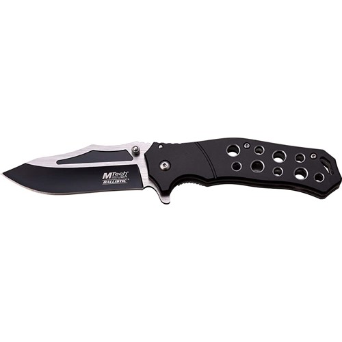 MTECH USA Spring Assisted Folding Knife 3.5" Two-Tone Blade - Black Grips for sale at KYGUNCO.