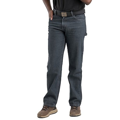BERNE WORKWEAR Men's Relaxed Fit Mid-Rise Heartland Flex Carpenter Jeans -Classic Stone Wash Regular for sale at KYGUNCO.