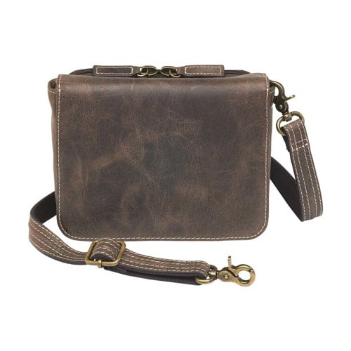GUN TOTE'N MAMAS Distressed Buffalo Leather Cross Body Organizer - Brown for sale at KYGUNCO.