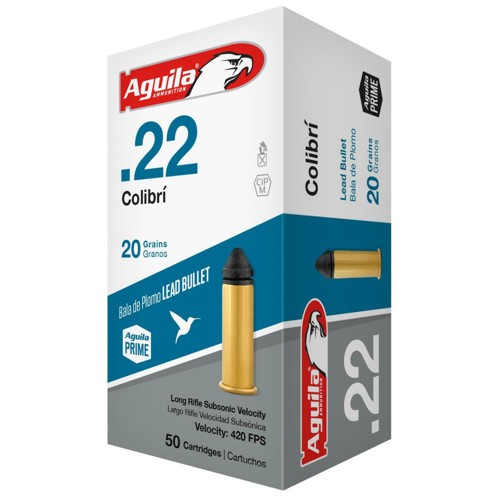 AGUILA AMMO 22 LR Colibri 20Gr Subsonic Powderless Lead 50rd for sale at KYGUNCO.