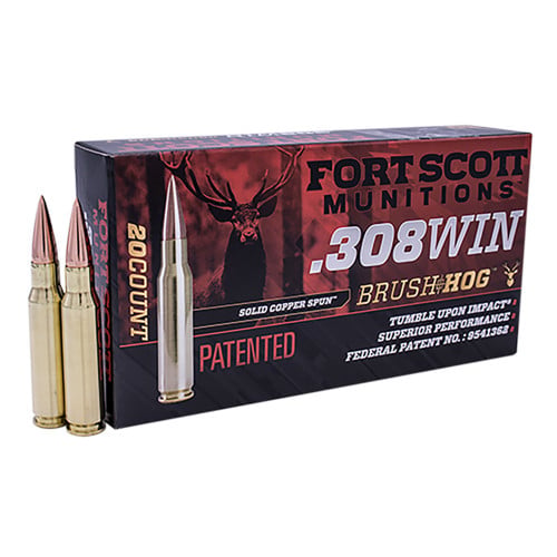 FORT SCOTT MUNITIONS Brush Hog 308 Win 168 gr Solid Copper Spun Ammunition | 20 Rounds for sale at KYGUNCO.