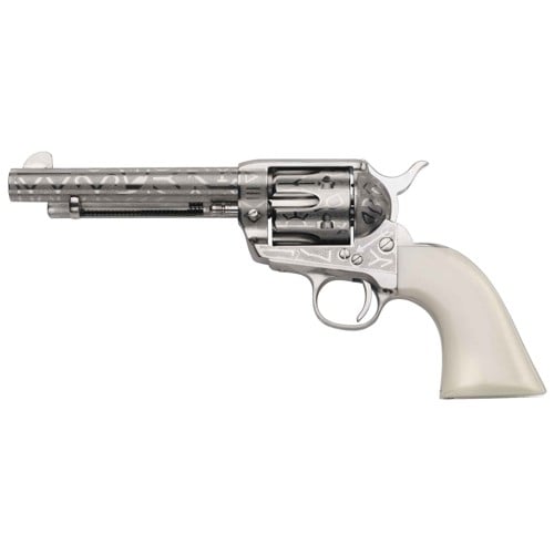 TAYLOR & COMPANY 1873 Cattle Brand 357 Mag 5.5" 6rd - Nickel w/ Ivory Grips for sale at KYGUNCO.